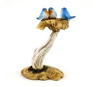 Top Collection 4402 Statue Miniature pour Jardin féérique et Terrarium 3 Oiseaux Bleus sur Champignon, Petite Taille