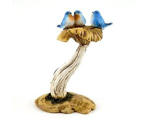 Top Collection 4402 Statue Miniature pour Jardin féérique et Terrarium 3 Oiseaux Bleus sur Champignon, Petite Taille