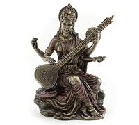 Top Collection Statue Saraswati - Sculpture de déesse hindoue de la Musique et de la Sagesse en Bronze coulé à Froid de qualité supérieure - Figurine de méditation d'Asie de l'est de Collection de 14