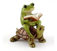 Top Collection Statuette Miniature de Jardin féérique et Terrarium en Forme de Grenouille lisant Un Livre sur Une Tortue