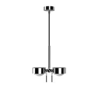 Top Light Puk Mini Long Double Pendelleuchte, chrome, verre mat, lentille claire