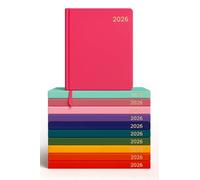 Top Sale Agenda annuel 2026 A4 2 pages par jour avec couverture rigide et ruban marque-page assorti - Rose