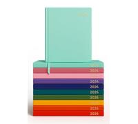 Top Sale Agenda annuel 2026 A4 2 pages par jour avec couverture rigide et ruban marque-page assorti - Bleu sarcelle clair, vert sauge