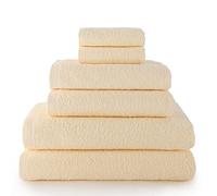 Top Towel - Combo - Lot de 2 essuie-Mains, 2 Serviettes de Bain ou de Douche et 2 Serviettes de Bidet - Lot de Serviettes de Toilette - 100% Coton - 500 g/m² - Naturel