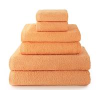 Top Towel - Combo - Lot de 2 essuie-Mains, 2 Serviettes de Bain ou de Douche et 2 Serviettes de Bidet - Lot de Serviettes de Toilette - 100% Coton - 500 g/m² - Papaye