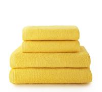Top Towel - Combo - Lot de 2 Serviettes de Toilette et 2 Serviettes de Bain ou Douche - 100% Coton - 400 g/m² - Citron