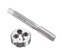 TOP-VIGOR Ensemble de tarauds et filières M10 x 1,5 mm métriques à gauche, tarauds à vis avec matrice de filetage ronde, kit de tarauds et filières robustes pour bricolage, réparation, coupe de