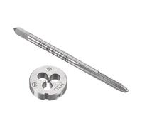 TOP-VIGOR Ensemble de tarauds et filières M3 x 0,5 mm métriques à gauche, tarauds à vis avec matrice de filetage ronde, kit de tarauds et filières robustes pour bricolage, réparation, coupe de