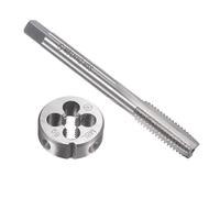 TOP-VIGOR Ensemble de tarauds et filières M8 x 1,25 mm métriques à gauche, tarauds à vis avec matrice de filetage ronde, kit de tarauds et filières robustes pour bricolage, réparation, coupe de