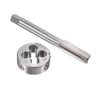 TOP-VIGOR Ensemble tarauds et filières métriques M10 x 1,25 mm, tarauds à vis avec matrice de filetage rond, kit de tarauds et filières robustes pour bricolage, réparation, coupe de filetage externe