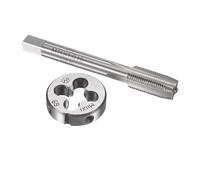 TOP-VIGOR Ensemble tarauds et filières métriques M11 x 1 mm, tarauds à vis avec matrice de filetage rond, kit de tarauds et filières robustes pour bricolage, réparation, coupe de filetage externe et