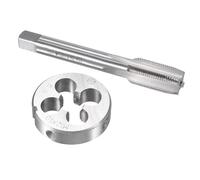 TOP-VIGOR Ensemble tarauds et filières métriques M12 x 1 mm, tarauds à vis avec matrice de filetage rond, kit de tarauds et filières robustes pour bricolage, réparation, coupe de filetage externe et