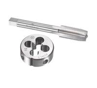 TOP-VIGOR Ensemble tarauds et filières métriques M13 x 1,5 mm, tarauds à vis avec matrice de filetage rond, kit de tarauds et filières robustes pour bricolage, réparation, coupe de filetage externe et