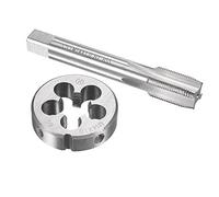 TOP-VIGOR Ensemble tarauds et filières métriques M14 x 1 mm, tarauds à vis avec matrice de filetage rond, kit de tarauds et filières robustes pour bricolage, réparation, coupe de filetage externe et