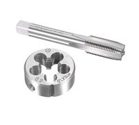 TOP-VIGOR Ensemble tarauds et filières métriques M16 x 1,5 mm, tarauds à vis avec matrice de filetage rond, kit de tarauds et filières robustes pour bricolage, réparation, coupe de filetage externe et