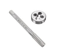 TOP-VIGOR Ensemble tarauds et filières métriques M7 x 0,75 mm avec matrice de filetage ronde, kit de tarauds et filières robustes pour bricolage, réparation, coupe de filetage externe et interne