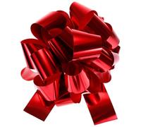 TOP-VIGOR Grand nœud à tirer pour voiture de 30,5 cm, nœuds métalliques pour emballage cadeau de Noël, mariage, paniers de voiture, cadeaux, grand nœud rouge