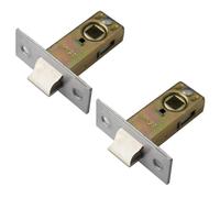 TOP-VIGOR Lot de 2 loquets à mortaise tubulaires de 35 mm avec butée de porte, loquet de porte silencieux à ressort pour portes intérieures, poignées de porte à levier