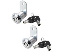 TOP-VIGOR Lot de 2 serrures à came tubulaires de 40 mm, serrure de boîte aux lettres, armoire, serrure de sécurité pour porte, tiroir, armoire, boîte aux lettres, clés différentes