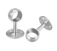 TOP-VIGOR Lot de 2 supports de tuyau de penderie de 25 mm de diamètre, 65 mm de hauteur, en acier inoxydable, pour rideau de douche, penderie, support de douille