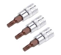 TOP-VIGOR Lot de 3 douilles Torx 6,35 mm x T15 CR-V, embouts Torx en acier S2 de qualité supérieure, 48 mm de long pour ynamométrique liquet, perceuses à percussion, barre coulissante