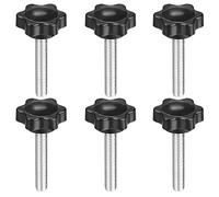 TOP-VIGOR Lot de 6 boutons de serrage hexagonaux M6 x 40 mm, tête en plastique de 32 mm de diamètre, poignée à filetage mâle