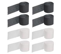 TOP-VIGOR Lot de 8 rouleaux de papier crépon arc-en-ciel à suspendre pour fleurs, emballage cadeau, anniversaire, décorations de fête, 3,5 cm x 10 m, noir/blanc