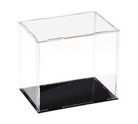 TOP-VIGOR Vitrine transparente en acrylique - 15 x 10 x 15 cm - À assembler - Cube de comptoir avec base en acrylique noir - Vitrine anti-poussière pour objets de collection