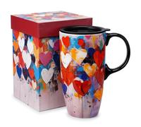 Topadorn Grande tasse de voyage en céramique avec couvercle et boîte colorée 500 ml