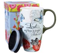 Topadorn Grande tasse de voyage en céramique avec couvercle hermétique et boîte cadeau Motif papillon 500 ml