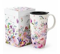 Topadorn Tasse de voyage en céramique de 500 ml avec couvercle et boîte cadeau, tasse à café pour thé