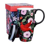 Topadorn Tasses de Noël en céramique Cardinal Oiseau latte Tasse à café avec boîte cadeau, 500 ml. Oiseau rouge, cadeau anniversaire été