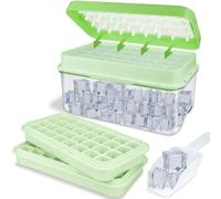 TOPAHGOD Lot de 64 bacs à glaçons en silicone avec couvercle, faciles à détacher et à ranger des glaçons, pour boissons/fruits réfrigérés, 2 moules à glaçons, 1 seau à glace, 1 pelle, vert