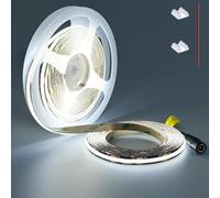 TOPAI Ruban LED COB 12V Blanc Froid 5M Autocollant Flexible PCB Noir | Bande LED 6000K, CRI 90+, 480LEDs/M, Découpable, IP20 pour Cuisine, Armoire, Salon, DIY Décoration