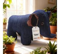 TOPANBIETER 999 Butoir de porte décoratif éléphant bleu denim - Support de porte ou de fenêtre - Butoir de sol (éléfan denim bleu)