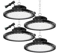TOPAUBUB UFO LED Industrielle 100W 4 Pièce, Lampe Atelier Eclairage Garage 10000LM avec Chaîne Métallique 30CM, Driver, 6500K IP65 Projecteur LED Intérieur pour Entrepôts Usines
