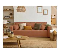 Best mobilier Canapé 3 places Topaze convertible avec coffre en tissu Terracotta