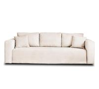 BestMobilier Canapé 3 places Topaze – convertible avec coffre en velours côtelé Beige