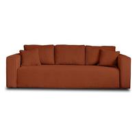 Bestmobilier Canapé 3 places convertible Topaze avec coffre en velours côtelé Terracotta