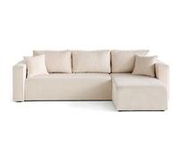 Topaze - canapé d'angle déhoussable réversible 4 places en velours côtelé - Beige Beige G