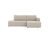 Topaze - canapé d'angle droit 4 places convertible avec coffre en velours côtelé - Beige