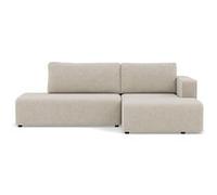 Topaze - canapé d'angle droit 4 places convertible avec coffre en velours côtelé - Beige Beige G