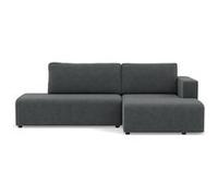 Topaze - canapé d'angle droit 4 places convertible avec coffre en velours côtelé - Gris foncé Gris foncé G