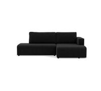 Topaze - canapé d'angle droit 4 places convertible avec coffre en velours côtelé - Noir