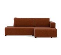 Topaze - canapé d'angle droit 4 places convertible avec coffre en velours côtelé - Terracotta Terracotta G