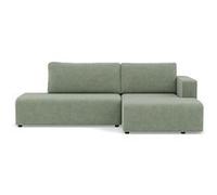 Topaze - canapé d'angle droit 4 places convertible avec coffre en velours côtelé - Vert sauge Vert sauge G