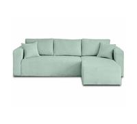 Topaze - canapé d'angle réversible - 4 places - convertible avec coffre - en velours texturé - Bleu
