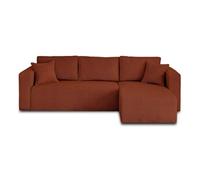 Best Mobilier Canapé d'angle Topaze 4 places réversible convertible avec coffre velours Terracotta