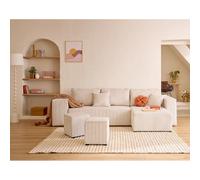 Topaze - canapé d'angle réversible 4 places - convertible avec coffre, tablette et poufs -