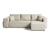 Topaze - canapé d'angle réversible 4 places - convertible avec coffre, tablette et poufs -